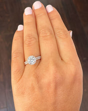 Load image into Gallery viewer, 14k Rose Gold Round Cut Moissanite and Natural Diamond Engagement Ring And Band Halo 2.00ctw