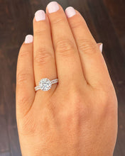 Load image into Gallery viewer, 14k Solid Rose Gold Round Cut Diamond Engagement Ring And Band Halo Prong Set Natural Diamonds Bridal Set Wedding Anniversary 1.75ctw