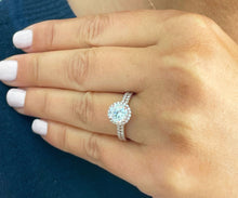 Load image into Gallery viewer, 14k Rose Gold Round Cut Moissanite and Natural Diamond Engagement Ring And Band Halo 2.00ctw