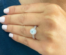 Load image into Gallery viewer, 14k Rose Gold Round Cut Forever One Moissanite and Natural Diamond Engagement Ring And Band Halo 2.00ctw