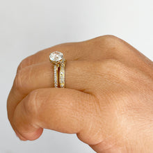 Load image into Gallery viewer, 14k Yellow Gold Round Cut Moissanite and Natural Diamond Engagement Ring Band Bridal Wedding 1.50ct
