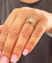 Load image into Gallery viewer, 14k Yellow Gold Round Cut Forever One Moissanite and Natural Diamond Engagement Ring Band Bridal Wedding 1.50ct