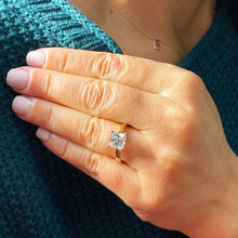 Load image into Gallery viewer, 14K Solid Yellow Gold Princess Cut Moissanite Engagement Ring Deco, Bridal, Wedding, Anniversary, Prong Set Solitaire 2.00ctw