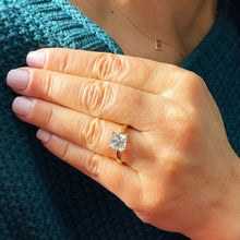 Load image into Gallery viewer, 14K Solid Yellow Gold Princess Cut Natural Diamond Engagement Ring Deco, Bridal, Wedding, Anniversary, Prong Set Solitaire 1.50ctw