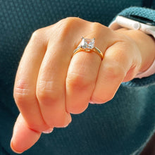 Load image into Gallery viewer, 14K Solid Yellow Gold Princess Cut Forever One Moissanite Engagement Ring Deco, Bridal, Wedding, Anniversary, Prong Set Solitaire 2.00ctw
