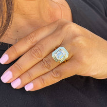 Load image into Gallery viewer, 14K Solid Yellow Gold Emerald Moissanite Ring Solitaire Bezel Set 3.50ctw