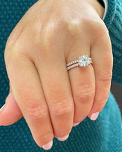 Load image into Gallery viewer, 14K Solid Rose Gold Round Cut Forever One Moissanite and Round Cut Natural Diamond Engagement Ring And Band Bridal Wedding Set 2.10ctw