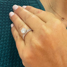Load image into Gallery viewer, 14K Solid Rose Gold Round Cut Forever One Moissanite and Round Cut Natural Diamond Engagement Ring And Band Bridal Wedding Set 2.10ctw