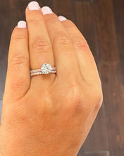 Load image into Gallery viewer, 14K Solid Rose Gold Round Cut Moissanite and Round Cut Natural Diamond Engagement Ring And Band Bridal Wedding Set 2.10ctw