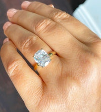 Load image into Gallery viewer, 14k Yellow Gold Cushion Simulated Diamond Engagement Ring, Bridal, Wedding, Anniversary, Prongs, Solitaire Propose 4.00ct
