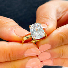 Load image into Gallery viewer, 14k Yellow Gold Cushion Simulated Diamond Engagement Ring, Bridal, Wedding, Anniversary, Prongs, Solitaire Propose 4.00ct
