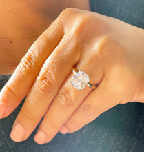 Load image into Gallery viewer, 14K Solid Yellow Gold Rectangular Cushion Cut Moissanite Engagement Ring Deco, Bridal, Wedding, Anniversary, Four prong, Solitaire 4.00ctw