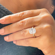 Load image into Gallery viewer, 14K Solid Yellow Gold Rectangular Cushion Cut Moissanite Engagement Ring Deco, Bridal, Wedding, Anniversary, Four prong, Solitaire 4.00ctw