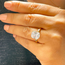 Load image into Gallery viewer, 14k Yellow Gold Cushion Simulated Diamond Engagement Ring, Bridal, Wedding, Anniversary, Prongs, Solitaire Propose 4.00ct