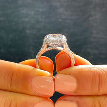 Load image into Gallery viewer, 14k Solid White Gold Asscher Cut Forever one moissanite and natural diamonds bezel set Engagement Ring Halo 4.00ctw