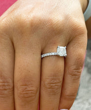 Load image into Gallery viewer, 14K White Gold Cushion Cut and Round Cut Diamond Engagement Ring Halo Bridal Wedding Anniversary Natural Diamonds 1.45ct