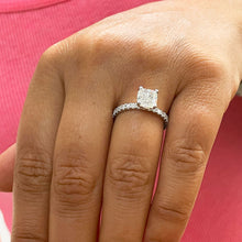 Load image into Gallery viewer, 14k Solid White Gold Cushion Cut Moissanite and Diamond Engagement Ring Bridal, Wedding Halo 1.95ctw