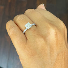 Load image into Gallery viewer, 14k Solid White Gold Cushion and Round Cut Simulated Diamond Engagement Ring Bridal Wedding 1.75ctw