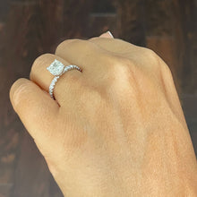 Load image into Gallery viewer, 14k Solid White Gold Cushion Cut Moissanite and Diamond Engagement Ring Bridal, Wedding Halo 1.95ctw