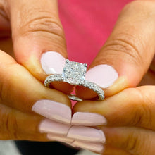 Load image into Gallery viewer, 14K White Gold Cushion Cut and Round Cut Diamond Engagement Ring Halo Bridal Wedding Anniversary Natural Diamonds 1.45ct