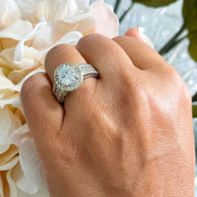 Load image into Gallery viewer, 14K Solid Yellow Gold Oval Cut Moissanite And Natural Round cut Diamond Engagement Ring Deco, Halo, Bridal 4.00ct