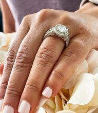 Load image into Gallery viewer, 14K Solid Yellow Gold Oval Cut Forever One Moissanite And Natural Round cut Diamond Engagement Ring Deco, Halo, Bridal 4.00ct