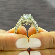 Load image into Gallery viewer, 14K Solid Yellow Gold Oval Cut Moissanite And Natural Round cut Diamond Engagement Ring Deco, Halo, Bridal 4.00ct