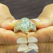 Load image into Gallery viewer, 14K Solid Yellow Gold Oval Cut Forever One Moissanite And Natural Round cut Diamond Engagement Ring Deco, Halo, Bridal 4.00ct