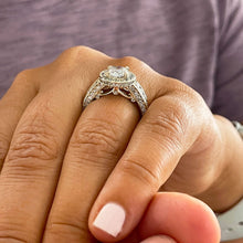 Load image into Gallery viewer, 14K Solid Yellow Gold Oval Cut Forever One Moissanite And Natural Round cut Diamond Engagement Ring Deco, Halo, Bridal 4.00ct