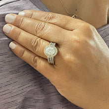 Load image into Gallery viewer, 14K Solid Yellow Gold Oval Cut Forever One Moissanite And Natural Round cut Diamond Engagement Ring Deco, Halo, Bridal 4.00ct