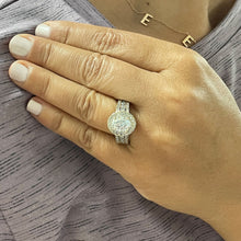 Load image into Gallery viewer, 14K Solid Yellow Gold Oval Cut Forever One Moissanite And Natural Round cut Diamond Engagement Ring Deco, Halo, Bridal 4.00ct