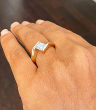 Load image into Gallery viewer, IGI Certified 14K Solid Yellow Gold Princess Cut Diamond Engagement Ring Bridal, Wedding, Anniversary, Tension Set Solitaire 1.00ct