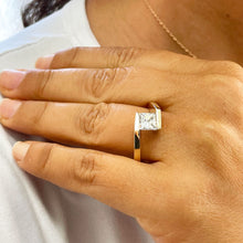 Load image into Gallery viewer, IGI Certified 14K Solid Yellow Gold Princess Cut Diamond Engagement Ring Bridal, Wedding, Anniversary, Tension Set Solitaire 1.00ct