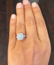 Load image into Gallery viewer, 14K Solid White Gold Round Cut Forever One Moissanite and Round And Baguettes Cut Natural Diamond Engagement Ring Halo Prong 1.95ctw