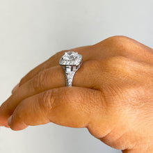 Load image into Gallery viewer, 14K Solid White Gold Round Cut Forever One Moissanite and Round And Baguettes Cut Natural Diamond Engagement Ring Halo Prong 1.95ctw