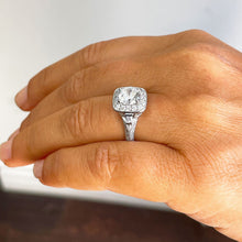 Load image into Gallery viewer, 1.75 Carat Round Cut Diamond Engagement Ring Halo Deco Antique Style, Bridal Style, Wedding 14k Solid White Gold