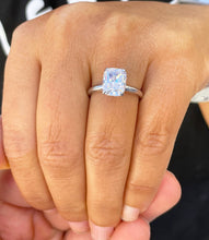 Load image into Gallery viewer, 14K Solid White Gold Cushion Cut Moissanite Engagement Ring Deco, Bridal, Wedding, Anniversary, Four prong, Solitaire 3.50ctw