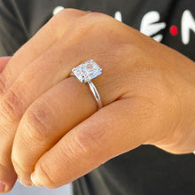 Load image into Gallery viewer, 14k White Gold Cushion Cut Simulated Diamond Engagement Ring, Bridal, Wedding, Anniversary, Prongs, Solitaire Propose 3.50ct