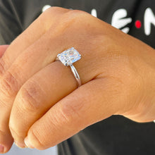 Load image into Gallery viewer, 14K Solid White Gold Cushion Cut Moissanite Engagement Ring Deco, Bridal, Wedding, Anniversary, Four prong, Solitaire 3.50ctw