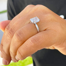 Load image into Gallery viewer, 14k White Gold Cushion Cut Simulated Diamond Engagement Ring, Bridal, Wedding, Anniversary, Prongs, Solitaire Propose 3.50ct