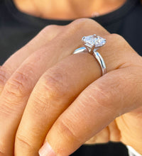 Load image into Gallery viewer, 14K Solid White Gold Cushion Cut Moissanite Engagement Ring Deco, Bridal, Wedding, Anniversary, Four prong, Solitaire 3.50ctw