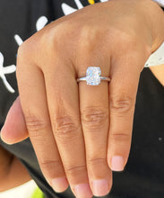 Load image into Gallery viewer, 14k White Gold Cushion Cut Simulated Diamond Engagement Ring, Bridal, Wedding, Anniversary, Prongs, Solitaire Propose 3.50ct