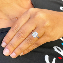 Load image into Gallery viewer, 14K Solid White Gold Cushion Cut Moissanite Engagement Ring Deco, Bridal, Wedding, Anniversary, Four prong, Solitaire 3.50ctw