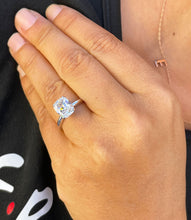 Load image into Gallery viewer, 14K Solid White Gold Cushion Cut Forever One Moissanite Engagement Ring Deco, Bridal, Wedding, Anniversary, Four prong, Solitaire 3.50ctw