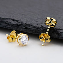 Load image into Gallery viewer, IGI Certified 14k solid white gold round cut diamond bezel style engagement, wedding, anniversary, bridal, halo, stud earrings 2.00ctw