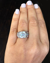 Load image into Gallery viewer, 14K Solid And Heavy White Gold Cushion and Round Cut Simulated Diamonds Engagement Ring Wedding Bridal Set 6.50ctw