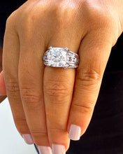 Load image into Gallery viewer, 14K Solid And Heavy White Gold Cushion and Round Cut Simulated Diamonds Engagement Ring Wedding Bridal Set 6.50ctw