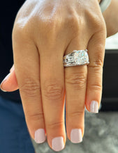 Load image into Gallery viewer, 14K Solid And Heavy White Gold Cushion and Round Cut Simulated Diamonds Engagement Ring Wedding Bridal Set 6.50ctw