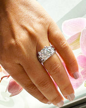 Load image into Gallery viewer, 6.50 Carat Heavy 14k Solid White Gold Cushion Cut Moissanite and Natural Diamond Engagement Ring, Bridal, Wedding