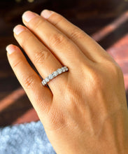 Load image into Gallery viewer, 14K Solid White Gold Round Cut Forever One Moissanite And Natural Diamonds Eternity Band three sided 5.50ctw